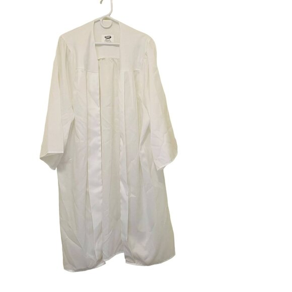 Jostens White Graduation Gown Size 5'4" 5'6" 100% Polyester Highschool College - Picture 1 of 4